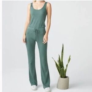 NWT Monrow Cactus Green Rib Tank Jumpsuit